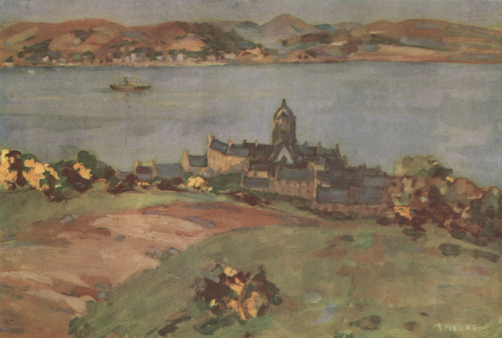 GOUROCK. View from Tower Hill. Scotland. By Margaret Wright 1952 old print